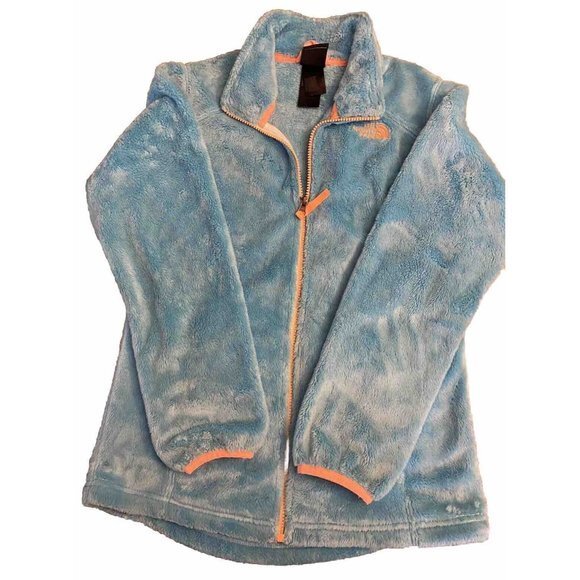 North Face Girls Fleece‎ Full Zip Jacket Size Large 14/16 Teal Pockets - Picture 2 of 5